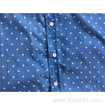 Denim Fabric Man Short Sleeve Shirt
